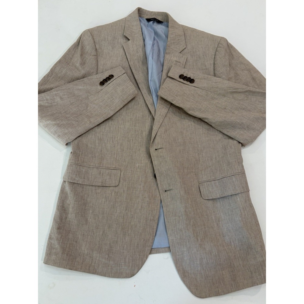 Banana Republic Blazer Mens 40R Khaki Linen Cotton Slim Fit Heritage Beige